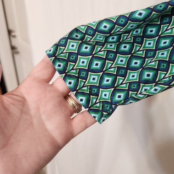 LE VONFORT Green Blue Geometric Surplice Knee Length Dress Womens Large L NEW - Picture 9 of 10